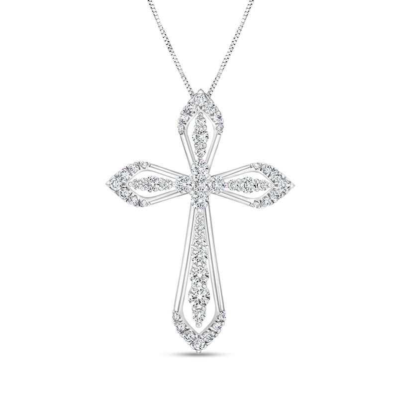 3/4 CT. T.W. Diamond Cross Pendant in 10K White Gold