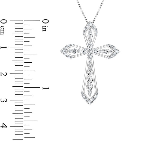 3/4 CT. T.w. Diamond Cross Pendant in 10K White Gold