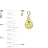 Thumbnail Image 2 of Pear-Shaped Lab-Created Peridot and 1/20 CT. T.W. Diamond Cascading Teardrop Earrings in 10K Gold