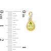 Thumbnail Image 2 of Pear-Shaped Lab-Created Peridot and 1/20 CT. T.W. Diamond Cascading Teardrop Earrings in 10K Gold