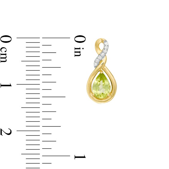 Pear-Shaped Lab-Created Peridot and 1/20 CT. T.W. Diamond Cascading Teardrop Earrings in 10K Gold Pear-Shaped Lab-Created Peridot and 1/20 CT. T.W. Diamond Cascading Teardrop Earrings in 10K Gold
