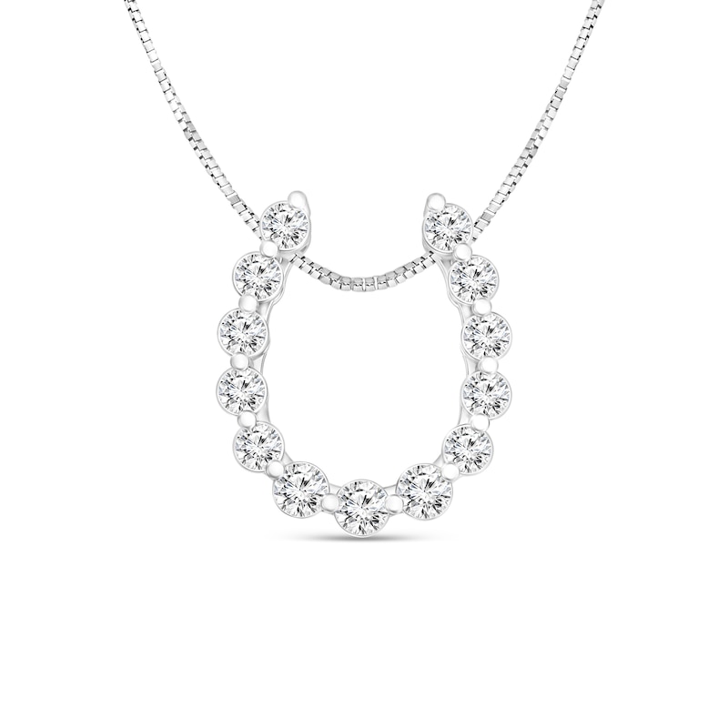 Main Image 1 of 1/4 CT. T.W. Diamond Horseshoe Pendant in 10K White Gold
