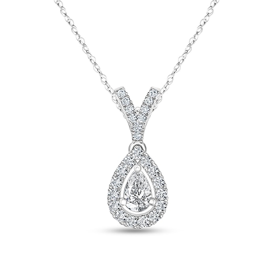 1/4 CT. T.w. Pear-Shaped Diamond Frame Pendant in 10K White Gold