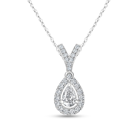 1/4 CT. T.W. Pear-Shaped Diamond Frame Pendant in 10K White Gold | Zales