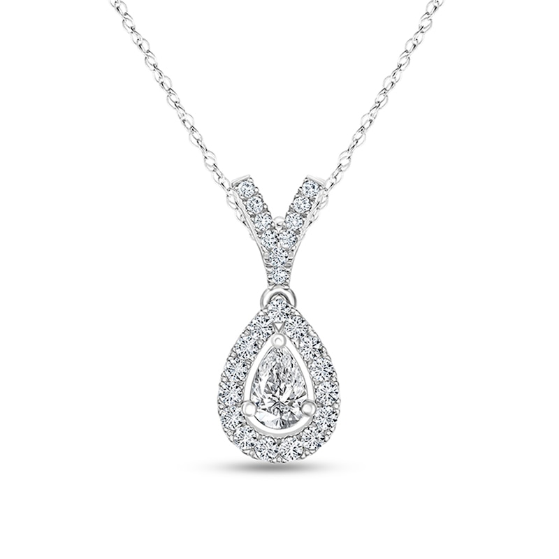Main Image 1 of 1/4 CT. T.W. Pear-Shaped Diamond Frame Pendant in 10K White Gold