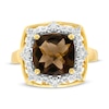 Thumbnail Image 3 of 10.0mm Cushion-Cut Smoky Quartz and Diamond Accent Sunburst Frame Ring in 10K Gold