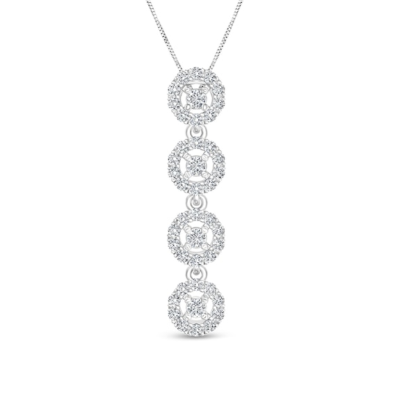 1/4 CT. T.w. Diamond Four Stone Frame Pendant in 10K White Gold