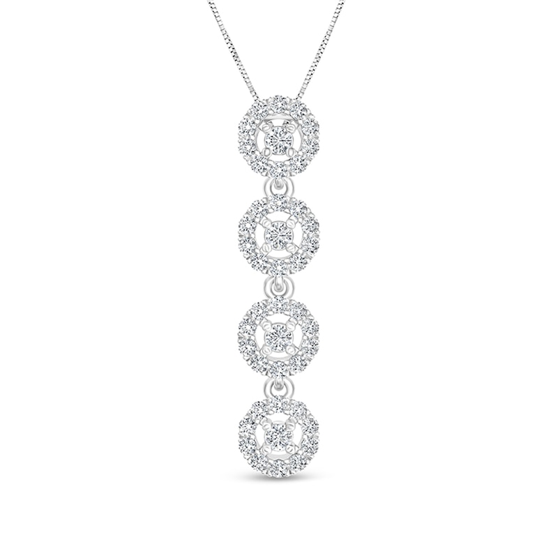 Main Image 1 of 1/4 CT. T.W. Diamond Four Stone Frame Pendant in 10K White Gold