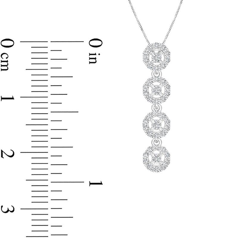 Main Image 3 of 1/4 CT. T.W. Diamond Four Stone Frame Pendant in 10K White Gold