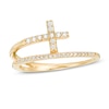 Thumbnail Image 0 of 1/6 CT. T.W. Diamond Cross Split Shank Stacked Ring in 10K Gold