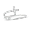 Thumbnail Image 0 of 1/6 CT. T.W. Diamond Cross Split Shank Stacked Ring in 10K White Gold