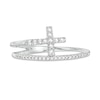 Thumbnail Image 2 of 1/6 CT. T.W. Diamond Cross Split Shank Stacked Ring in 10K White Gold