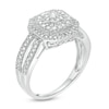 Thumbnail Image 3 of 1/2 CT. T.W. Composite Diamond Octagonal Frame Vintage-Style Split Shank Engagement Ring in 10K White Gold