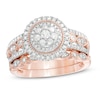 Thumbnail Image 1 of 3/4 CT. T.W. Diamond Double Frame Art Deco Vintage-Style Bridal Set in 10K Rose Gold