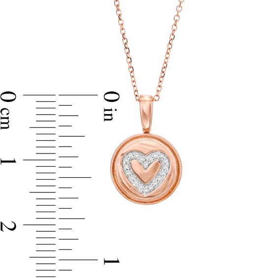 1/20 CT. T.W. Diamond Heart Outline Beaded Frame Disc Pendant in 14K Rose Gold 1/20 CT. T.W. Diamond Heart Outline Beaded Frame Disc Pendant in 14K Rose Gold