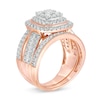 Thumbnail Image 2 of 1-1/3 CT. T.W. Multi-Diamond Cushion Frame Vintage-Style Bridal Set in 10K Rose Gold