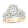 Thumbnail Image 0 of 1 CT. T.W. Multi-Diamond Oval Frame Vintage-Style Bridal Set in 10K Gold
