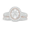 Thumbnail Image 4 of 1 CT. T.W. Multi-Diamond Oval Frame Vintage-Style Bridal Set in 10K Rose Gold