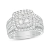 Thumbnail Image 0 of 1-1/2 CT. T.W. C Multi-Diamond Cushion Frame Bridal Set in 10K White Gold