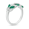 Thumbnail Image 3 of Marquise Lab-Created Emerald and 1/15 CT. T.W. Diamond Leaves Ring in Sterling Silver