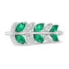 Thumbnail Image 4 of Marquise Lab-Created Emerald and 1/15 CT. T.W. Diamond Leaves Ring in Sterling Silver