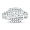 Thumbnail Image 4 of 1 CT. T.W. Composite Diamond Cushion Frame Multi-Row Ring in 10K White Gold