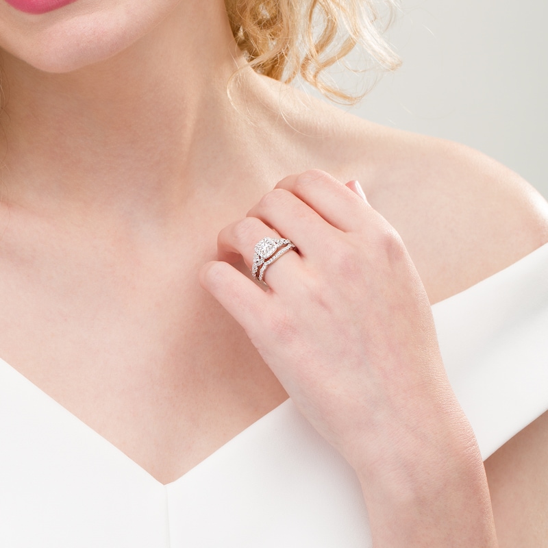 Main Image 2 of 1 CT. T.W. Princess-Cut Diamond Frame Twist Shank Bridal Set in 10K Two-Tone Gold