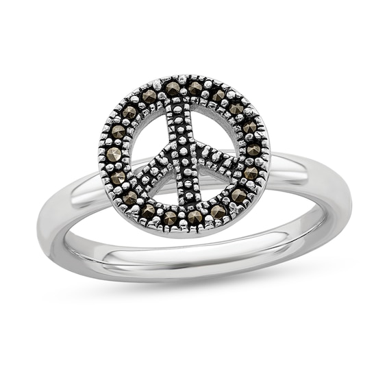 Stackable Expressions⢠Marcasite Peace Sign Ring in Sterling Silver