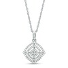 Thumbnail Image 1 of 1/4 CT. T.W. Composite Diamond Double Tilted Cushion Frame Pendant in 10K White Gold
