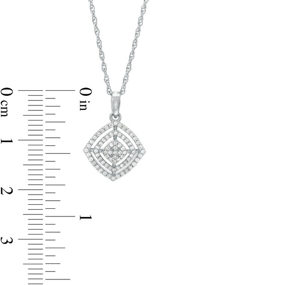1/4 CT. T.w. Composite Diamond Double Tilted Cushion Frame Pendant in 10K White Gold
