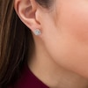 Thumbnail Image 2 of 1/3 CT. T.W. Cushion Multi-Diamond Double Frame Stud Earrings in 10K White Gold