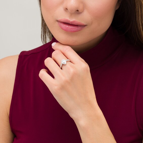 1/3 CT. T.w. Baguette and Round Diamond Double Pear-Shaped Frame Crossover Ring in 10K White Gold