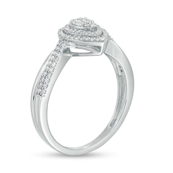 1/3 CT. T.w. Baguette and Round Diamond Double Pear-Shaped Frame Crossover Ring in 10K White Gold