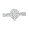 Thumbnail Image 4 of 1/3 CT. T.W. Baguette and Round Diamond Double Pear-Shaped Frame Crossover Ring in 10K White Gold