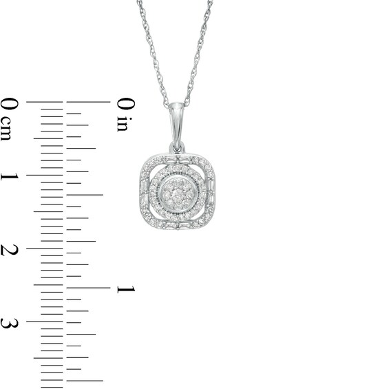 1/4 CT. T.w. Composite Diamond Cushion Frame Pendant in 10K White Gold