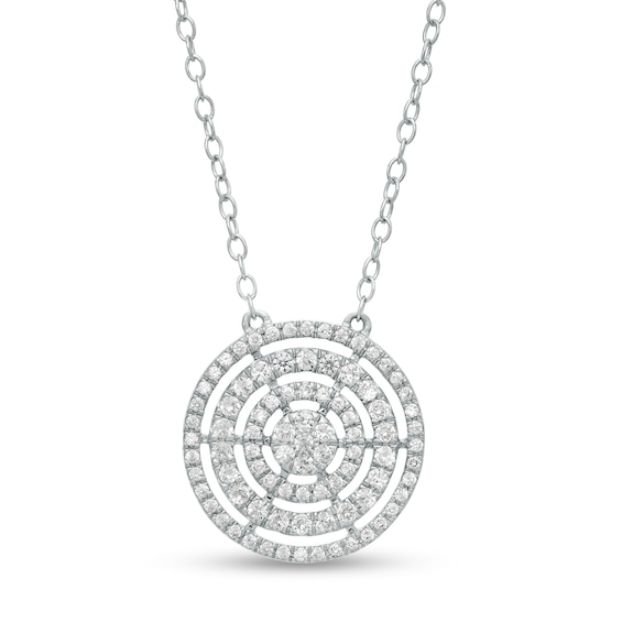 1/2 CT. T.w. Composite Diamond Circle Outline Neckalce in 10K White Gold