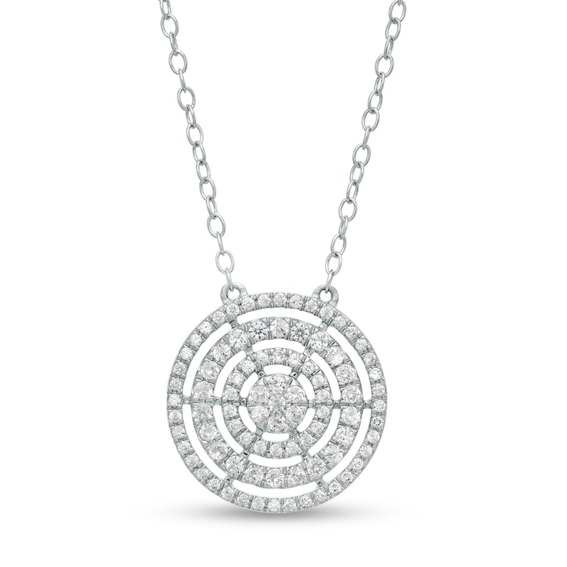 Main Image 1 of 1/2 CT. T.W. Composite Diamond Circle Outline Neckalce in 10K White Gold