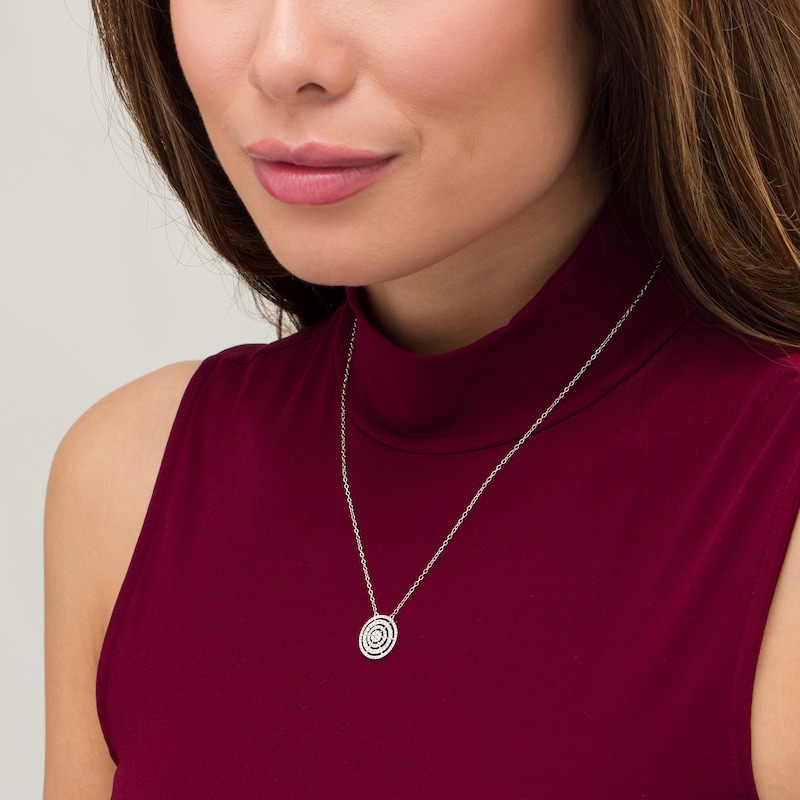 Main Image 2 of 1/2 CT. T.W. Composite Diamond Circle Outline Neckalce in 10K White Gold