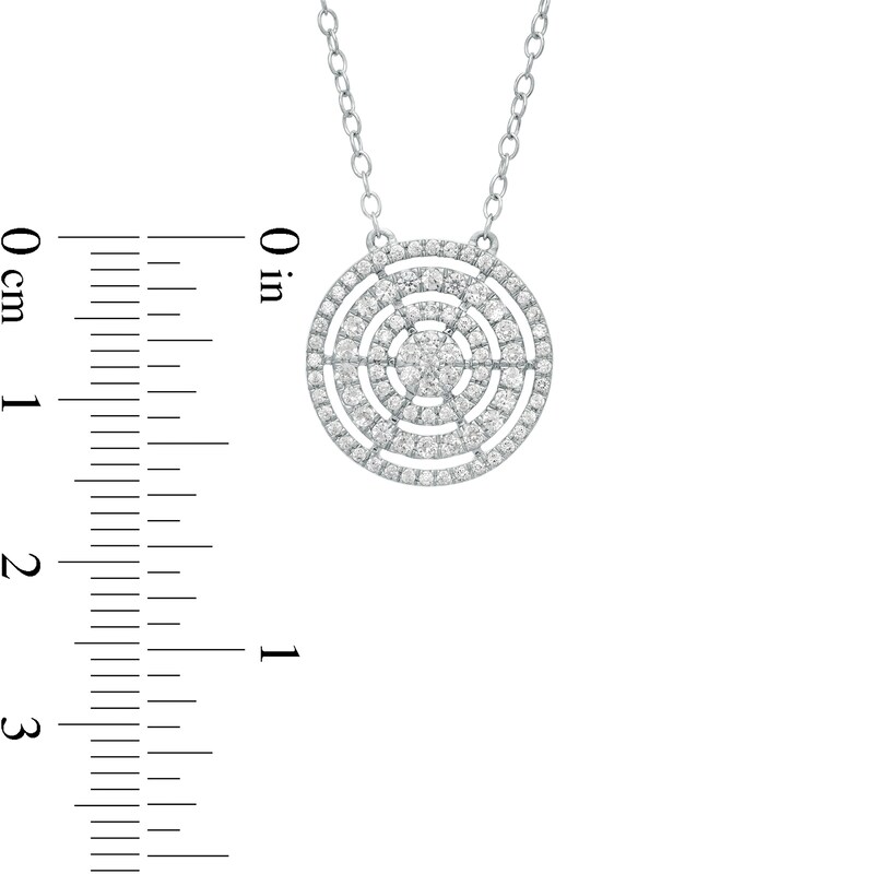 Main Image 3 of 1/2 CT. T.W. Composite Diamond Circle Outline Neckalce in 10K White Gold