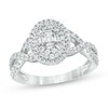 Thumbnail Image 1 of 1 CT. T.W. Baguette and Round Diamond Oval Frame Twist Shank Ring in 10K White Gold