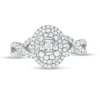 Thumbnail Image 4 of 1 CT. T.W. Baguette and Round Diamond Oval Frame Twist Shank Ring in 10K White Gold