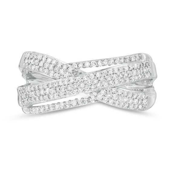 1/2 CT. T.w. Diamond Crossover Ring in 10K White Gold