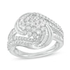 Thumbnail Image 1 of 1 CT. T.W. Composite Diamond Sunburst Bypass Ring in 10K White Gold