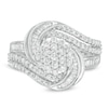 Thumbnail Image 4 of 1 CT. T.W. Composite Diamond Sunburst Bypass Ring in 10K White Gold