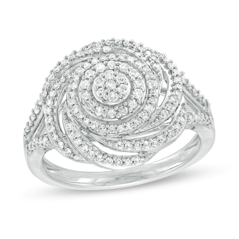 Main Image 1 of 1/2 CT. T.W. Composite Diamond Orbit Split Shank Ring in 10K White Gold