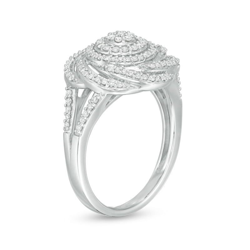 Main Image 3 of 1/2 CT. T.W. Composite Diamond Orbit Split Shank Ring in 10K White Gold