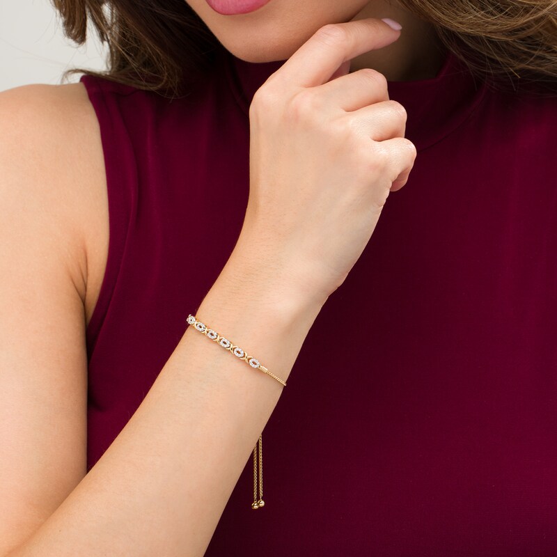 Main Image 2 of 1/4 CT. T.W. Diamond "XO" Bolo Bracelet in 10K Gold - 9.5"