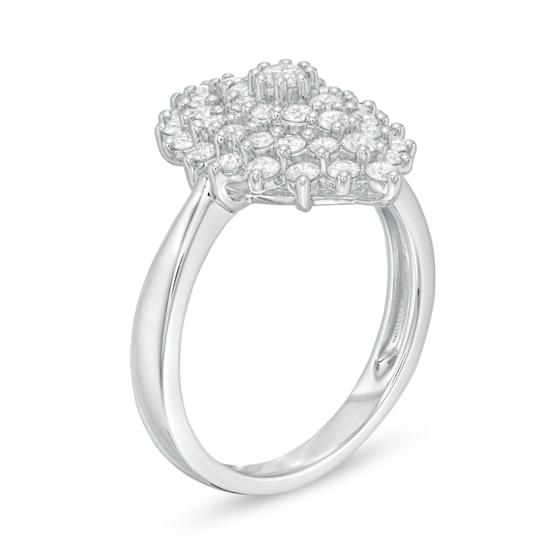 Main Image 3 of 1 CT. T.W. Composite Diamond Starburst Ring in 10K White Gold