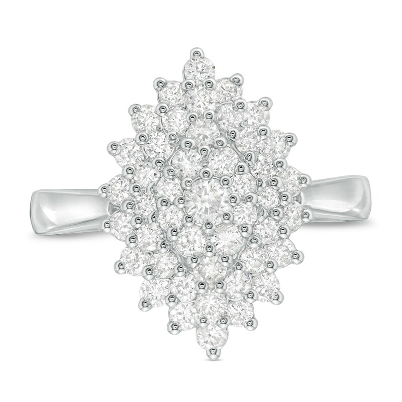 Main Image 4 of 1 CT. T.W. Composite Diamond Starburst Ring in 10K White Gold