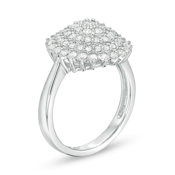 1 CT. T.w. Composite Diamond Sunburst Ring in 10K White Gold
